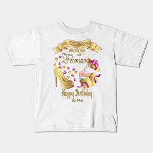 A Queen Was Born In February Happy Birthday To Me Kids T-Shirt